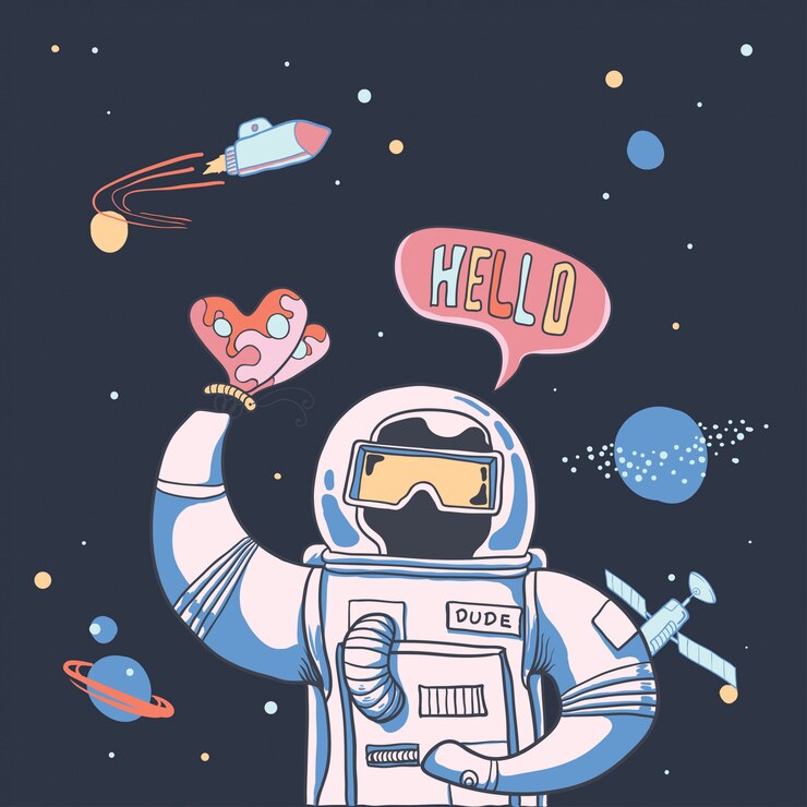garabatear astronut en el espacio