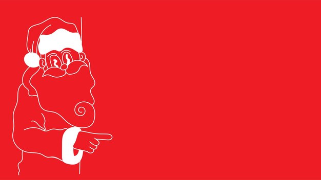 garabateo de Papá Noel señalando hacia el espacio de copia aislado sobre rojo para el tema de Navidad