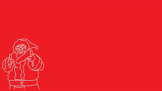 garabateo de Papá Noel señalando hacia el espacio de copia aislado sobre rojo para el tema de Navidad