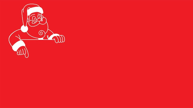garabateo de Papá Noel señalando hacia el espacio de copia aislado sobre rojo para el tema de Navidad