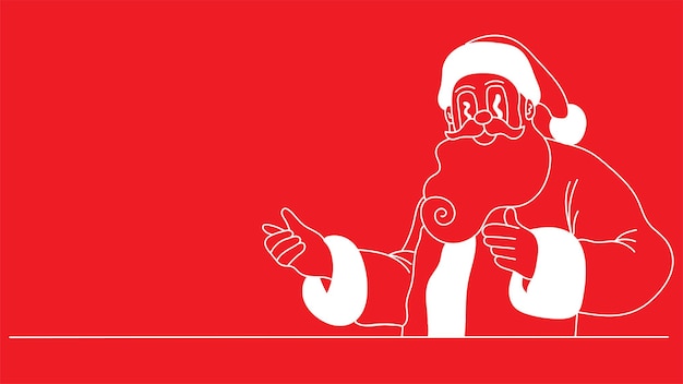 garabateo de Papá Noel señalando hacia el espacio de copia aislado sobre rojo para el tema de Navidad