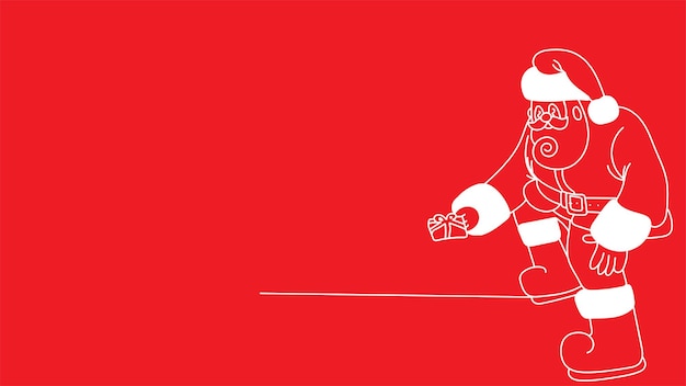 garabateo de Papá Noel señalando hacia el espacio de copia aislado sobre rojo para el tema de Navidad