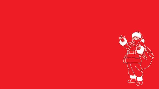 garabateo de Papá Noel señalando hacia el espacio de copia aislado sobre rojo para el tema de Navidad