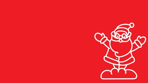 garabateo de Papá Noel señalando hacia el espacio de copia aislado sobre rojo para el tema de Navidad