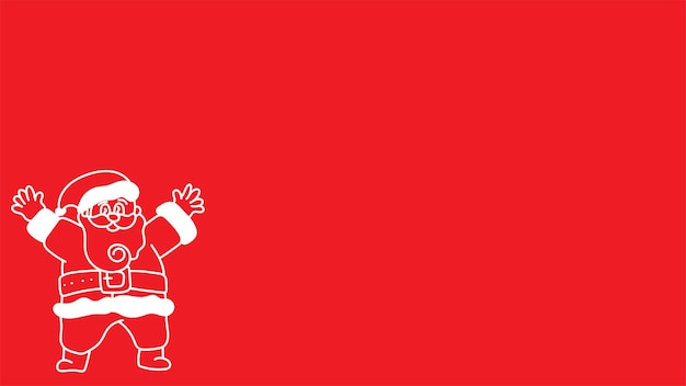 garabateo de Papá Noel señalando hacia el espacio de copia aislado sobre rojo para el tema de Navidad