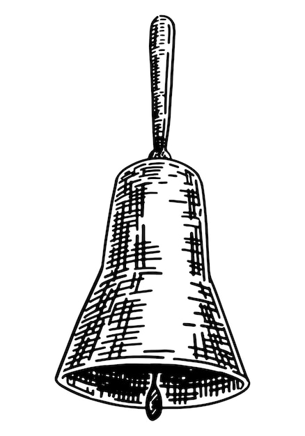 Garabato de campana colgante Dibujo de contorno de atributos escolares Ilustración de vector dibujado a mano Solo clipart aislado en blanco