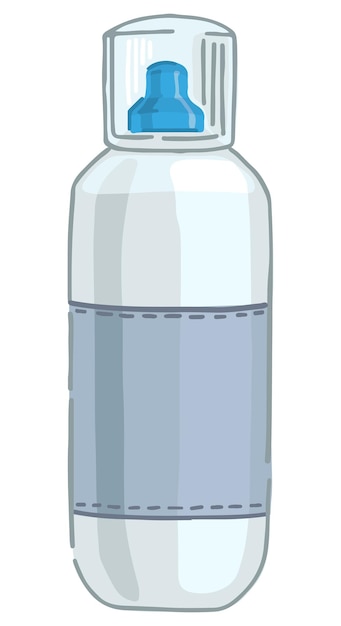 Garabato coloreado de botella reutilizable para agua Recipiente de líquido Accesorio deportivo clipart Ilustración de vector de estilo de dibujos animados aislado en blanco