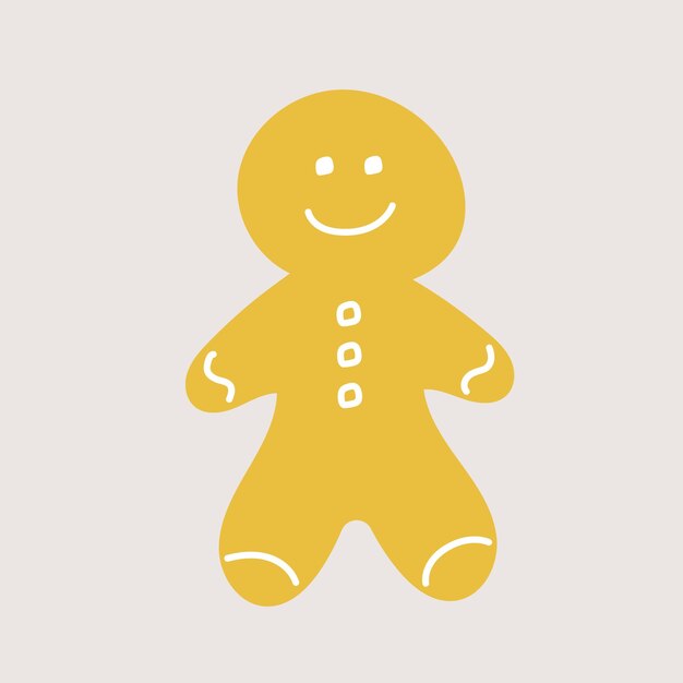 Garabato dibujado a mano de galletas de Navidad Hombre de jengibre Galleta de año nuevo