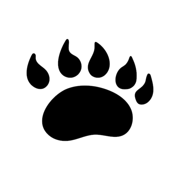 Garabato dibujado a mano huella de animal salvaje Vector patas de oso negro