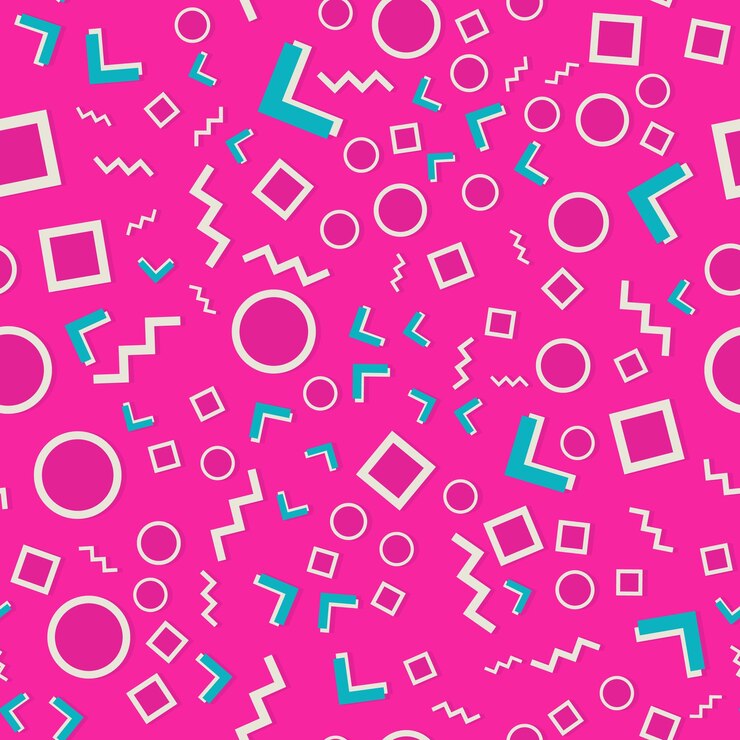 Vector garabato, divertido, plano de fondo, memphis, seamless, patrón