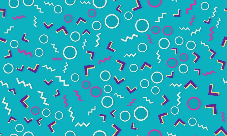 Vector garabato, divertido, plano de fondo, memphis, seamless, patrón