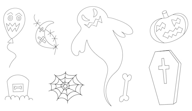 garabato de halloween establecer iconos para halloween