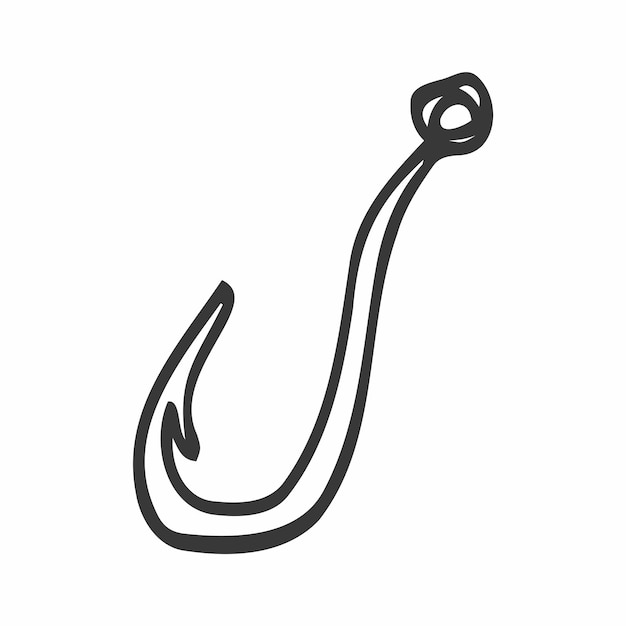 garabato, icono, gancho, para, pesca, vector, ilustración