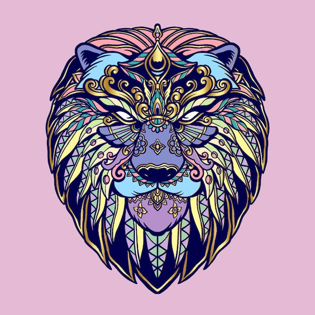 garabato león tatuaje ilustración premium vector