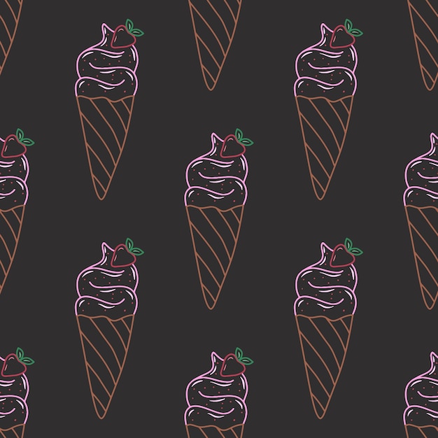 garabato, mano, dibujado, helado, vector, seamless, patrón