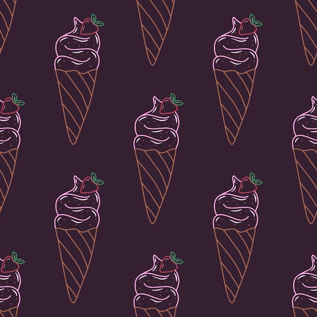 garabato, mano, dibujado, helado, vector, seamless, patrón