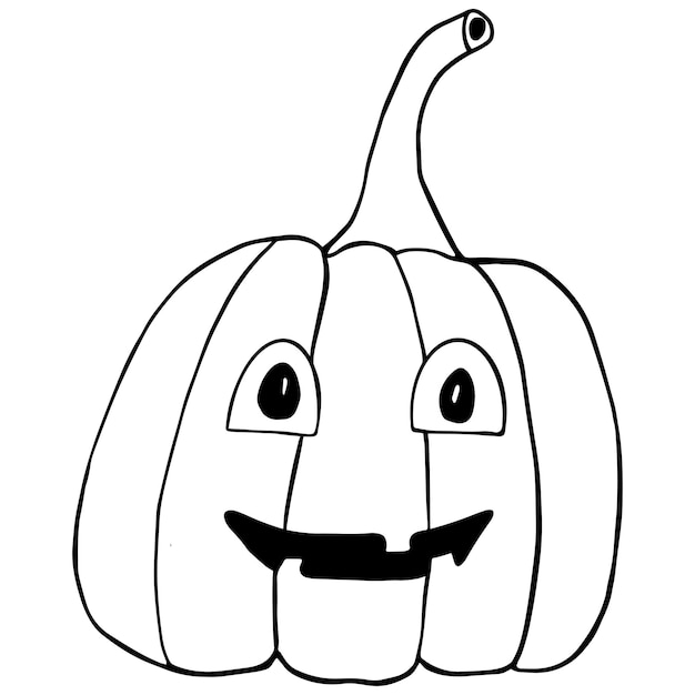 Garabato negro de una calabaza. Ilustración de Víspera de Todos los Santos. Ilustración de calabaza dibujada a mano. arte lineal