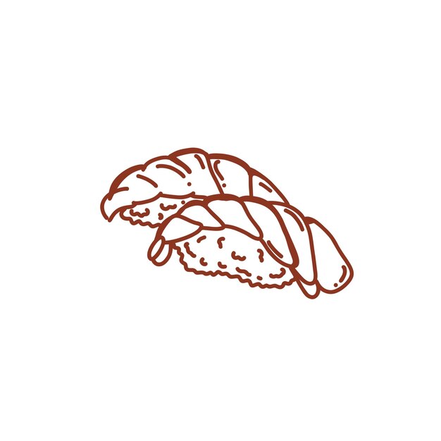 garabato, sushi, iconos, vector, ilustración
