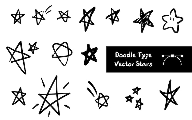 garabato, tipo, vector, estrellas