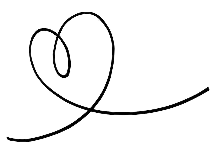 Vector garabatos de corazón de grunge arrugado dibujado a mano con forma de divisor de líneas finas aislado en un fondo blanco ilustración vectorial