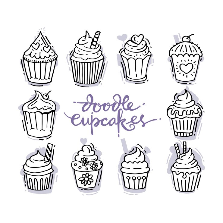 Garabatos con cupcakes dulces decorados