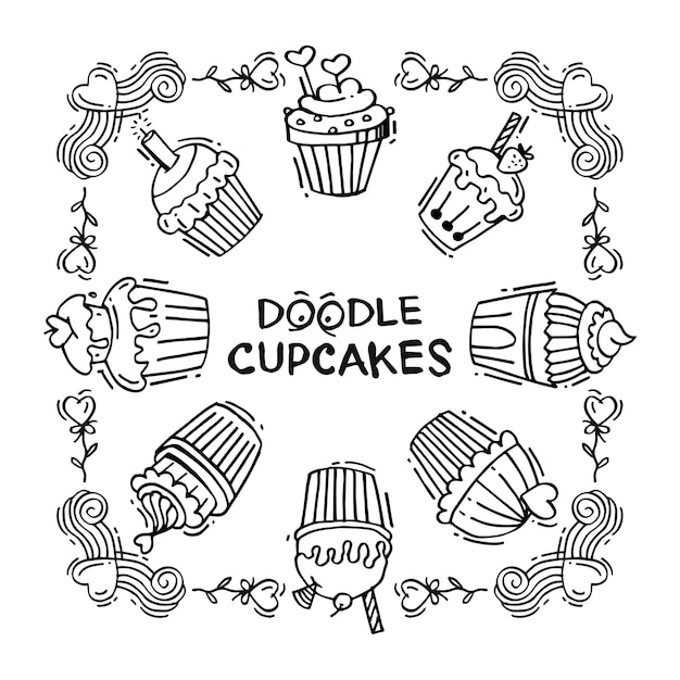 Garabatos con cupcakes dulces decorados