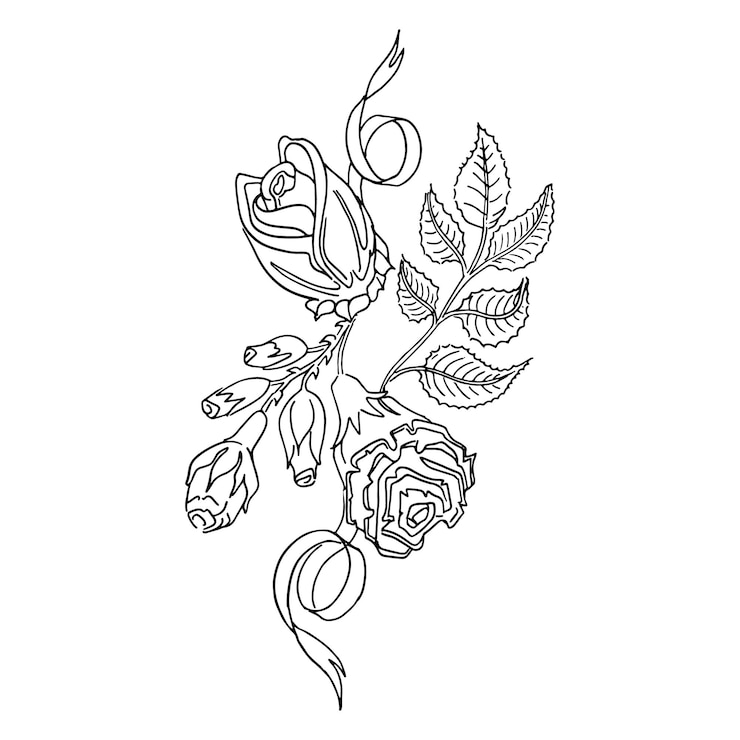 Vector garabatos florales monocromáticos vectoriales sketch en blanco y negro para papel de regalo textil de libro para colorear tatoo