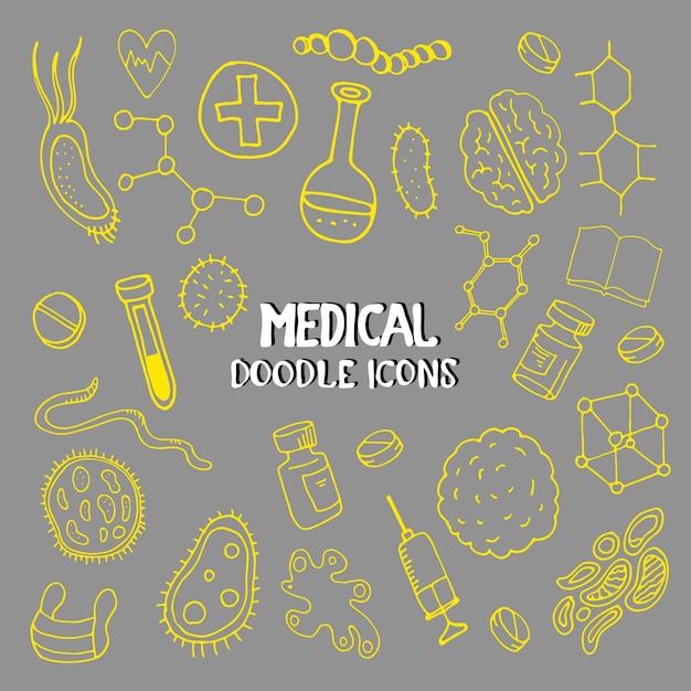 Garabatos médicos iconos fondo transparente vector01