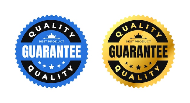 Garantía de calidad Vector premium círculo de lujo etiqueta de oro con corona y estrellas Para el logotipo de la etiqueta de icono