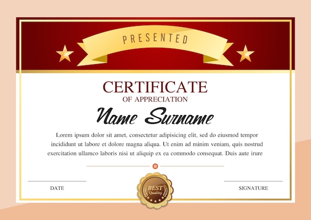 la garantía de la plantilla del certificado