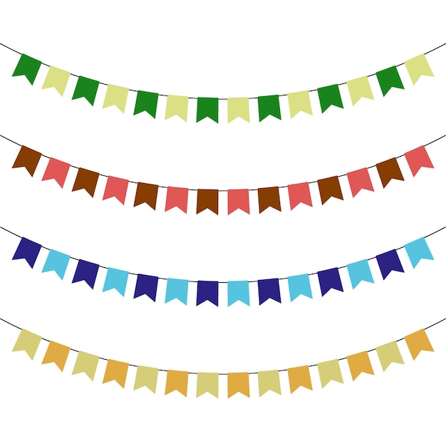 Garlandas coloridas de pequeñas banderas para la decoración de fiestas elementos decorativos