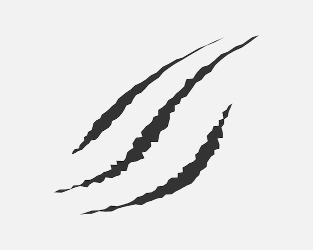 Las garras rascan la marca de monstruo animal elemento de diseño tatuaje y decoración para Halloween silueta vectorial negra