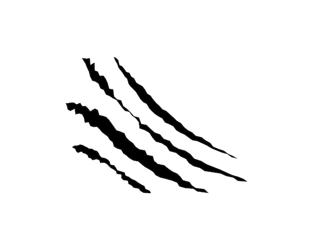 Las garras rascan la marca de monstruo animal elemento de diseño tatuaje y decoración para Halloween silueta vectorial negra