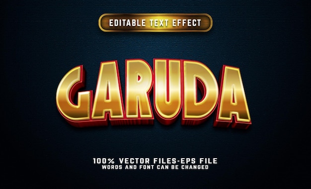 Garuda oro efecto de texto 3d vectores premium