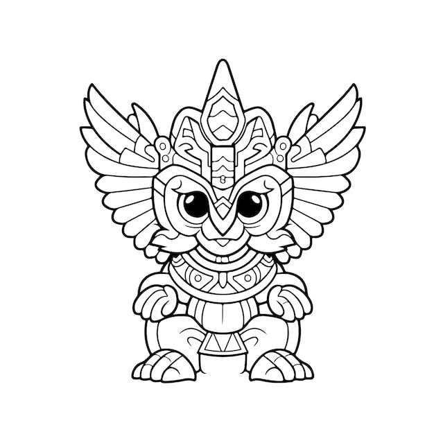 Vector garuda wisnu kencana página para colorear día de dibujo lineal