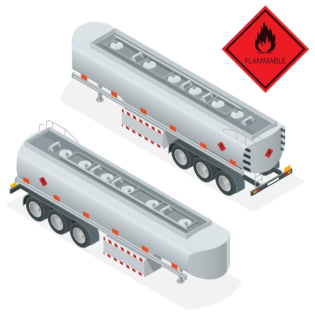Vector gas combustible camión cisterna camión cisterna ilustración isométrica combustible automotriz cisterna combustible de envío