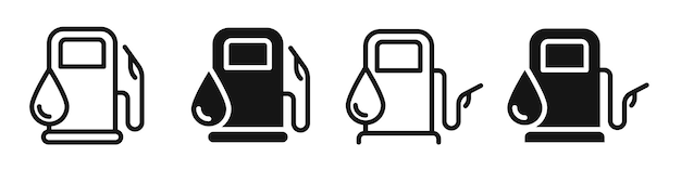 Gasolinera Iconos de estaciones de servicio Iconos de vectores de combustible Conjunto de iconos de combustible de coche EPS 10
