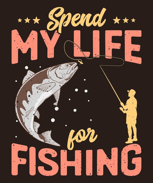 Gastar mi vida en el diseño de camisetas de pesca con gráficos vectoriales