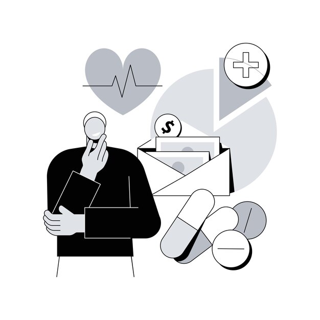 Gastos de atención médica de los jubilados concepto abstracto ilustración vectorial