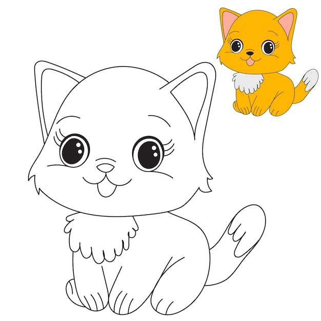 Gatito para colorear libro para niños vector aislado