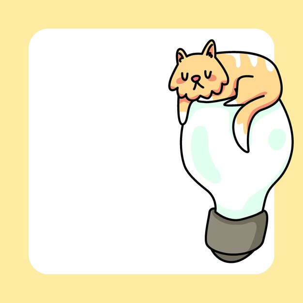 gatito gato en bombilla dibujo ilustración