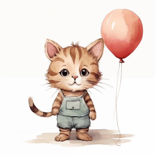 Gatito con un globo