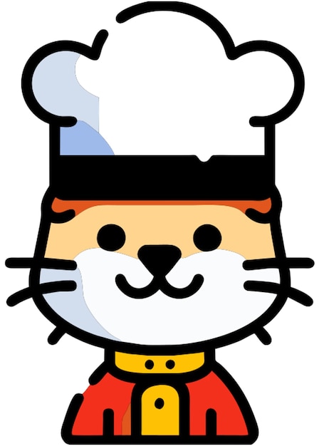 un gatito con el icono del sombrero de chef