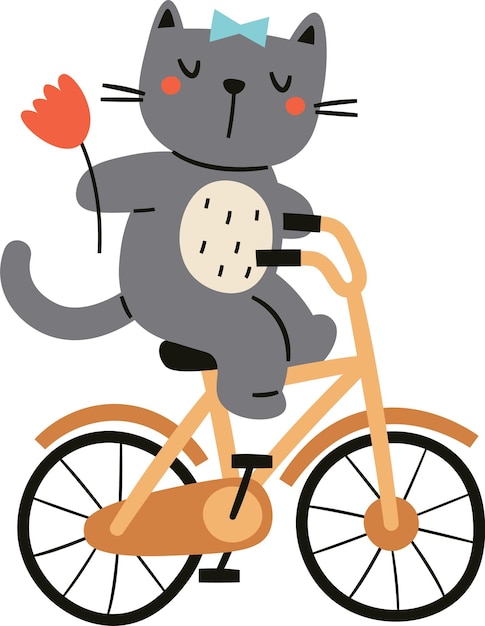 El gatito infantil en bicicleta