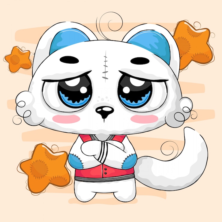 Vector gatito en ropa de béisbol con lindas estrellitas