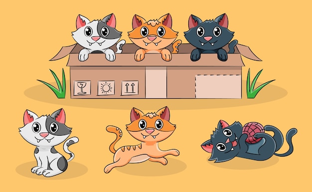 Gatitos haciendo ilustración de actividades.