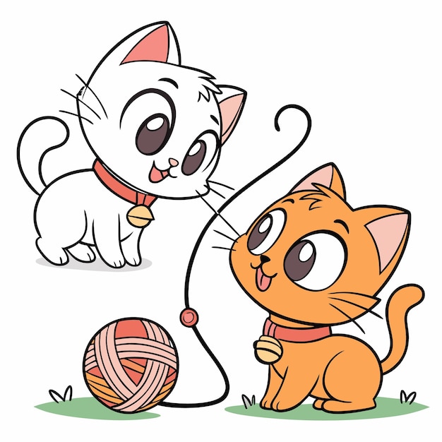Los gatitos juguetones con el hilo