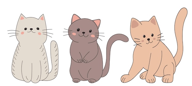 Gatitos en vector de estilo doodle