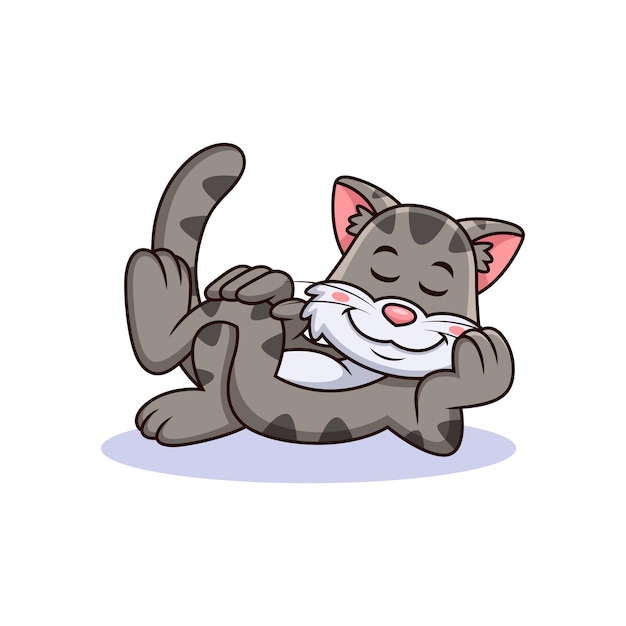 Gato acostado de dibujos animados. vector animal