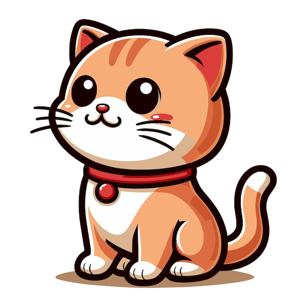 Un gato adorable, un personaje de dibujos animados, una ilustración vectorial, un gatito gracioso, una plantilla de diseño plano.